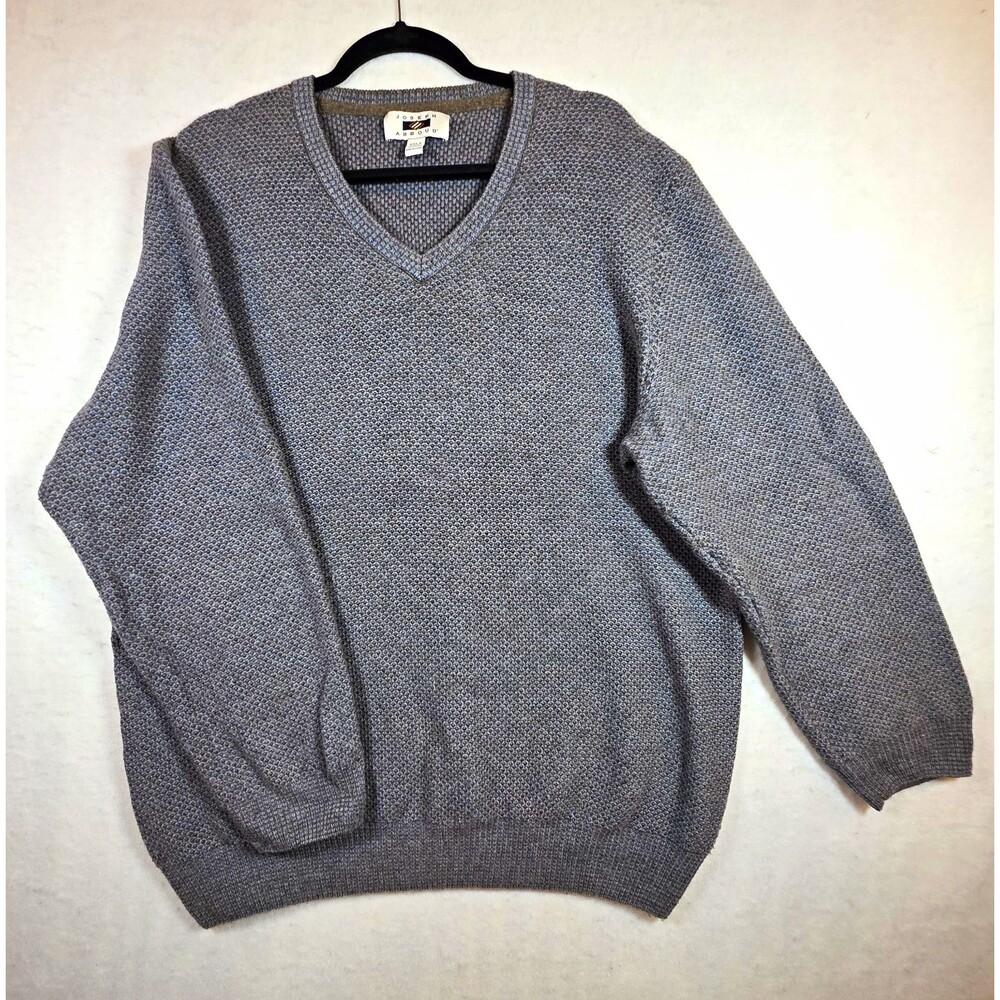 Joseph Abboud Men's V-Neck Knit Pullover Sweater Gray 2XLT Wool/Nylon